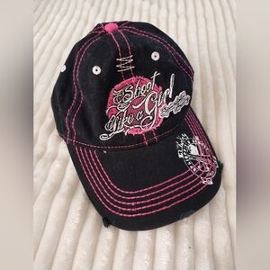 Black and Pink Embroidered Women's Cap